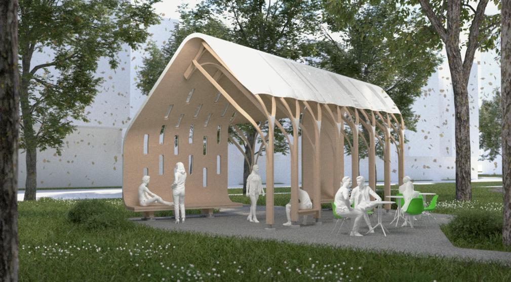 Enhancing the Bosque Experience: The UBC Pavilion Brings Seating, Cover, and Comfort to Central Campus with Innovations from UBC Research Groups for a Light Touch on the Land and Energy Efficiency
