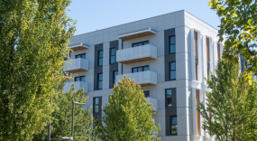 Exterior of the Evolve passive house at Wesbrook Village